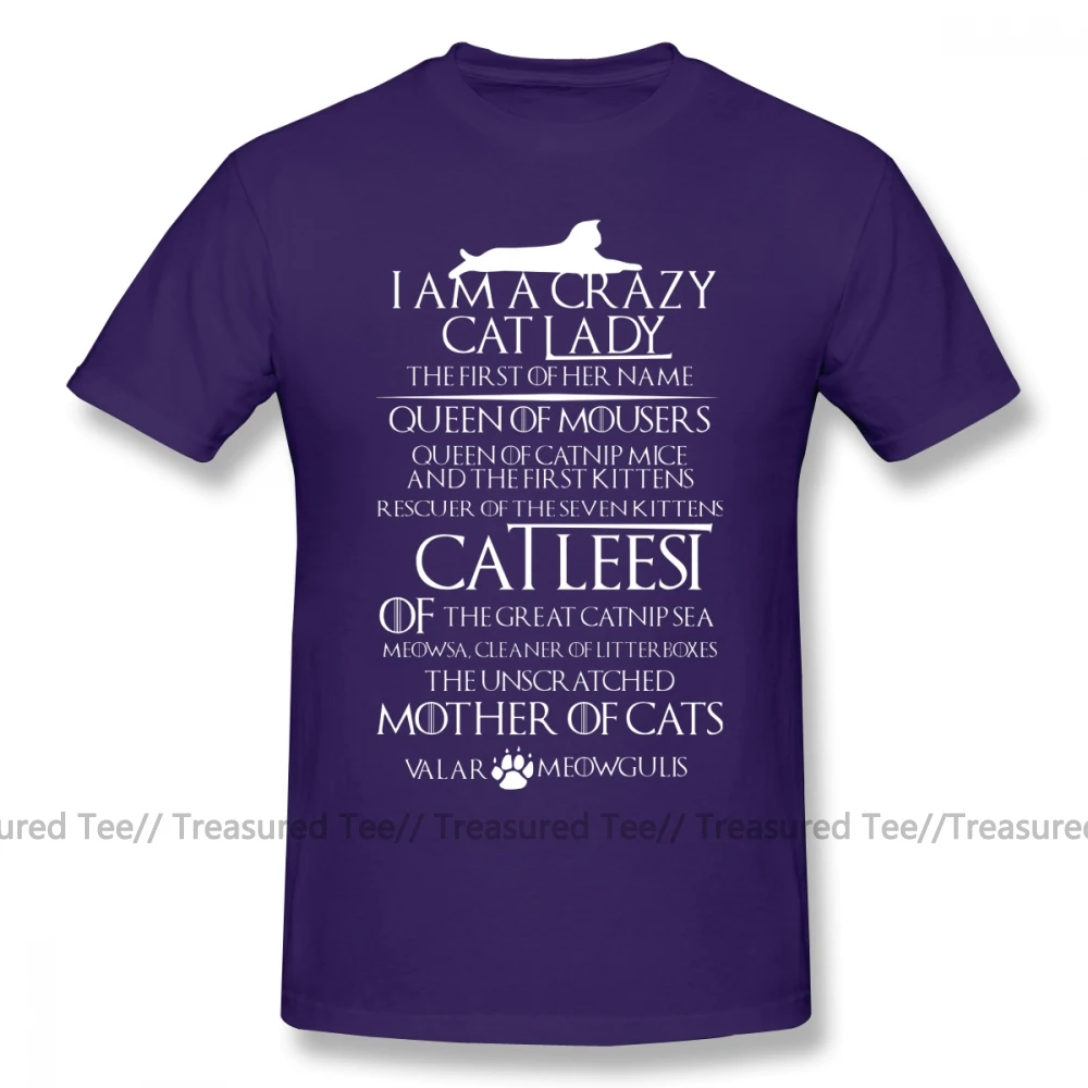 Khaleesi футболка Catleesi Mother Of Catleesi, белая на черном, футболка, 100 хлопок, мужские футболки, плюс размер, забавная футболка - Цвет: Purple