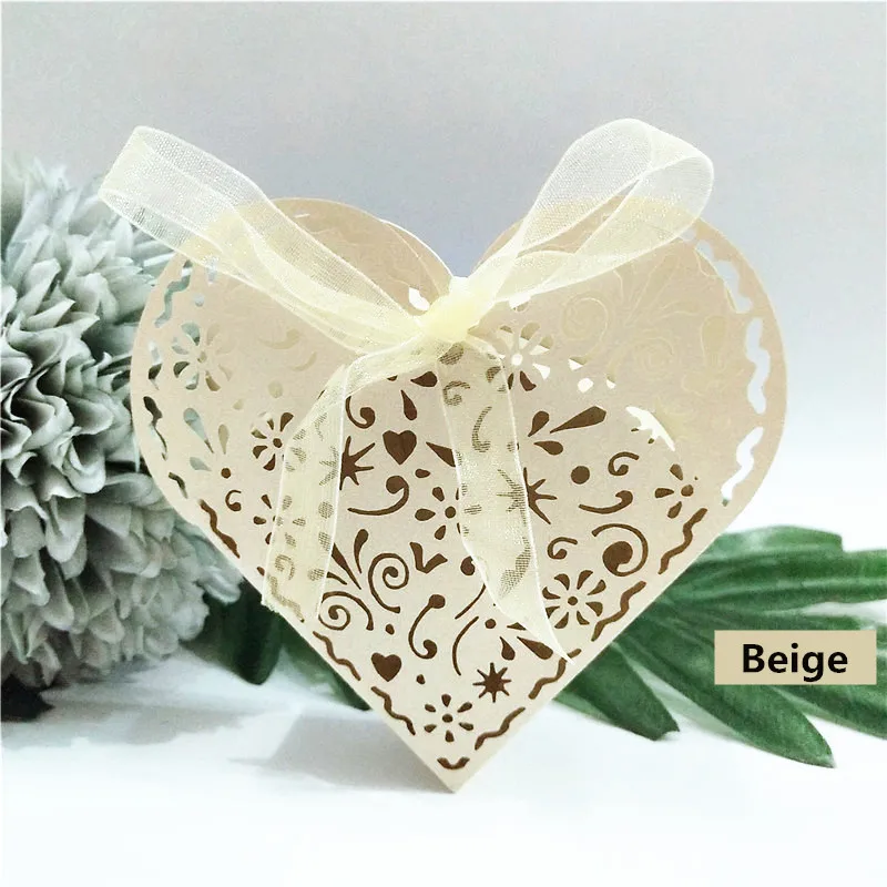 Beige 25 шт./лот, подарочные коробки, конфетные любимые коробки для шоколада с лентой, Подарочная коробка, Свадебная Упаковка, принадлежности - Цвет: Beige