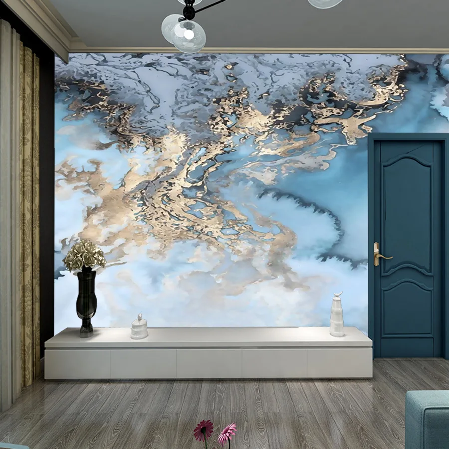 Brick Marble Pattern Wallpaper 3d Murals For Living Room Wall Papers Home Decor Gold Blue Mural Rolls Wallpapers Tv Background Wallpapers Aliexpress