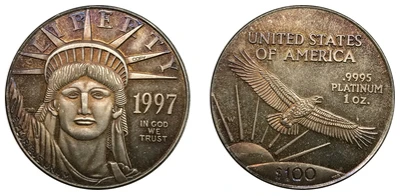 Multi-Colored Соединенные Штаты Америки 100 долларов США Платина Орел Bullion Coinage 1997 латунь металл или покрытие серебро Имитация монеты - Color: Multi-Colored