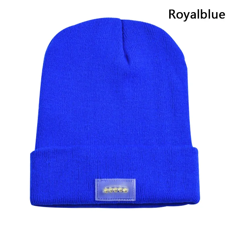 Royal Blue 5 светодиодный фонарик унисекс шапка зимняя теплая Hands Free фонарик вязаная шапочка для альпинизма кемпинга 11 цветов ночной крючок - Цвет: Royal Blue