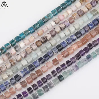 

8 Stone Beads Strands,Natural Rainbow Fluorite Stone Nugget Loose Beads Bracelet,Quartz Crystal Cube Beads Strands SY-676AMDE