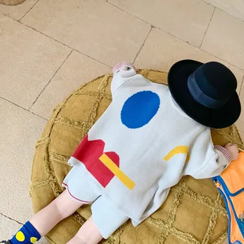 

Boys and Girls Sweate Kids Suit Pullover Knitted Sweters +baby Shorts New Children's Round Neck Irregular Pattern Autumn Suit