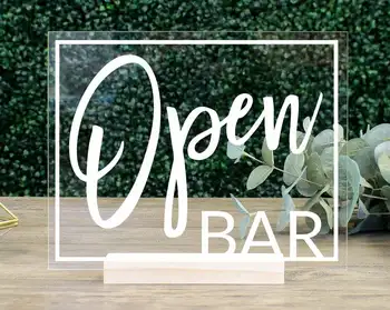 

Open Bar Table Sign Clear Acrylic Wedding Sign wedding bar menu table sign sweets bar sign bridal shower bachelorette