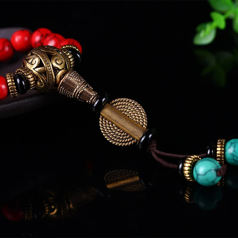 Buddhist 108 Mala Prayer Bracelets 8MM Red Pine Stone Beads Women Men Yoga Meditation Necklace