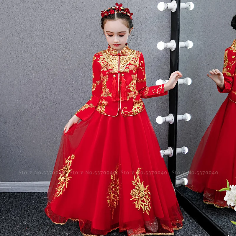 Девушки Традиционный китайский костюм Hanfu Tang детская сказочная юбка принцессы