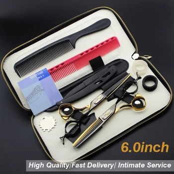 

6.0inch hairdressing set Pet scissors Japan 440C Sharp Quick-cut hair scissors with advanced screws Adjustable