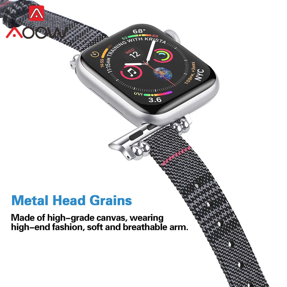 Тканый нейлоновый холщовый ремешок для часов Apple Watch Series 3 2 1 38 мм 42 мм женский ювелирный ремень браслет для iwatch 5 4 40 мм 44 мм