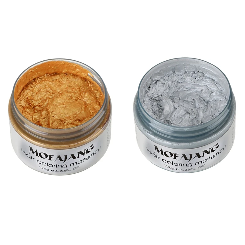 Cor do Cabelo Mofajang Estilo Produtos Cera Tintura Uma Vez Moldagem Pasta Cabelo Compõem Cinza & Ouro 2 Pçs Mod. 112386
