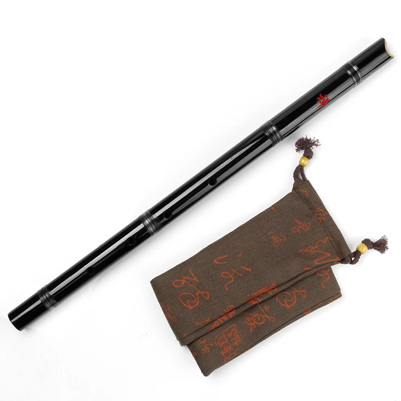 D Key Bamboo Shakuhachi Flute Holes Brown Black Japanese Musical