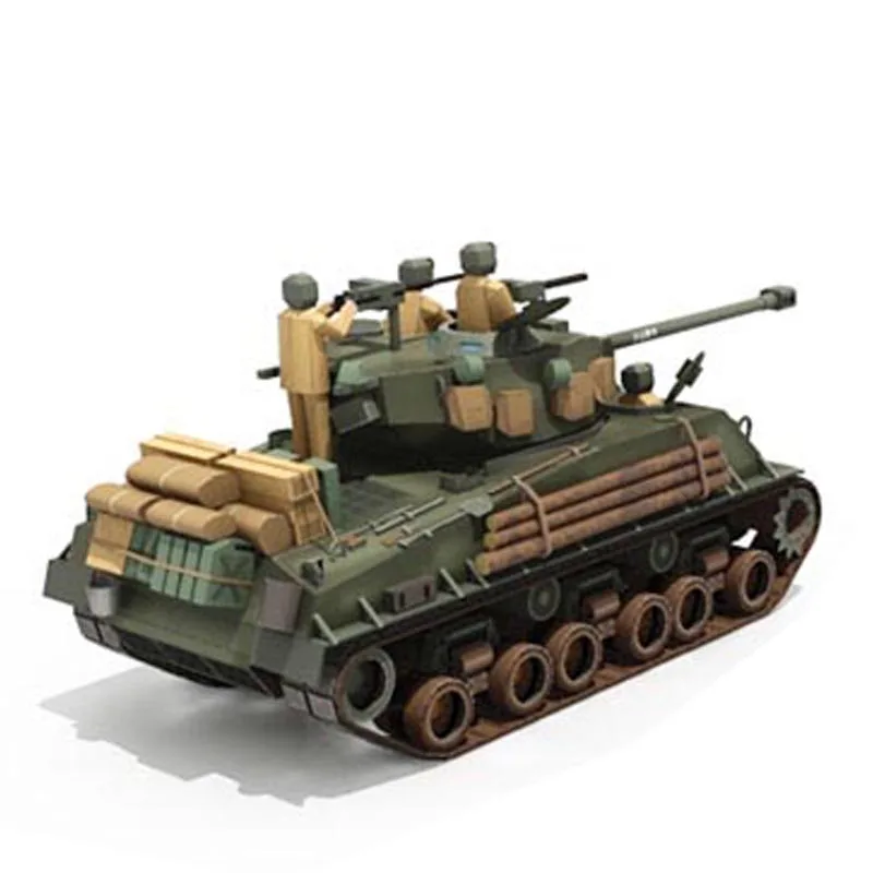 Для Fury Sherman M4A3E8 средний танк 3d бумажная модель стерео ручная работа Рисование