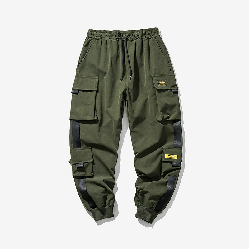 army green Зимняя новая плотная Рабочая принадлежность для брюк Мужская мода сплошной цвет повседневные мульти-комбинезоны с карманами уличные дикие хип-хоп свободные спортивные штаны - Цвет: army green