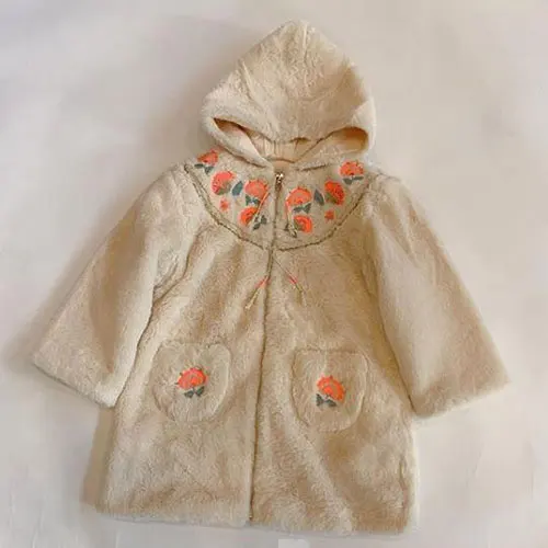 Ins Hooded Fake Fur Coat Thick Coat Autumn and Winter New Girls Baby National Wind Embroidery Hooded Jacket