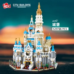 Blocs de construction de château de princesse romantique, briques d'assemblage de micro particules, jouet pour enfant, série modulaire avec vue sur la rue 