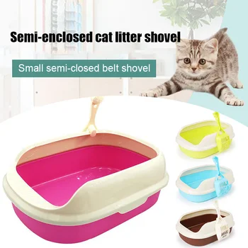 

Cat Supplies Semi closed Plastic Cat Toilet trainer cleaning Shatter Resistant Training Pet Cat Litter container Box with Shovel