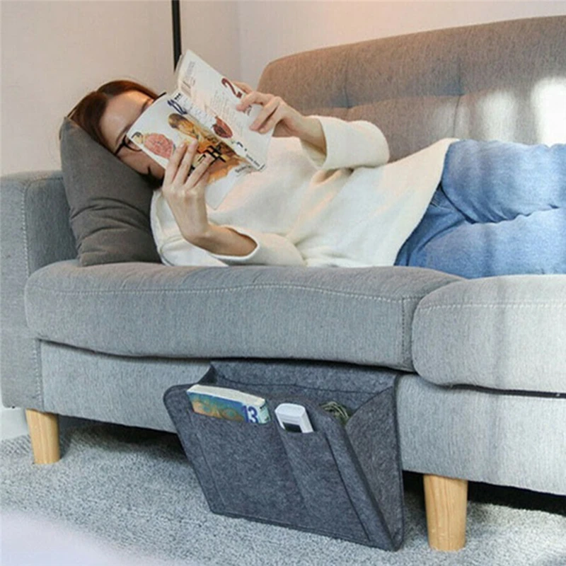 Hanging Sofa Bedside Storage Organizer Bag Caddy Pocket Bed Phone Book Holder 