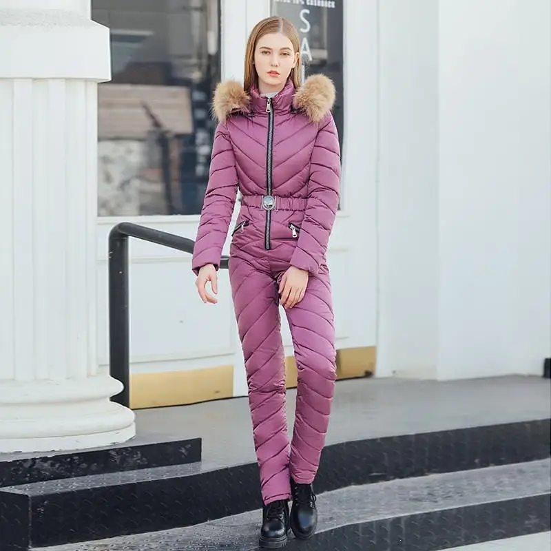 

Women's Winter Parka Fashion Slim Coat Solid Hooded Fur Collar Coat Warm Snow Jacket With Belt