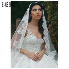 E JUE SHUNG Длинные Свадебные вуали 2 м один слой с расческой кружево Аппликация, вуаль невесты свадьба veu de noiva longo