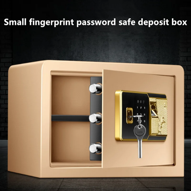 All Steel Fingerprint Password Small Home Office Safe 25Cm Fingerprint Electronic Password Safe Household Small Safe Deposit Box