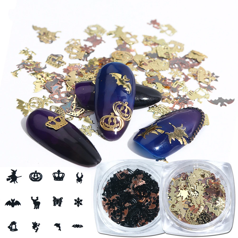 

120PCS Halloween Nail Patch Alloy Nail Ornaments Manicure Accessories Christmas Multi-purpose Rugged Nail Patch Easy Use