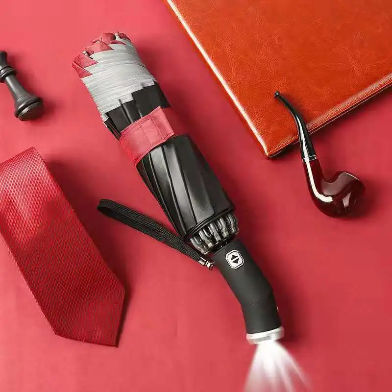 Suitable for Xiaomi Automatic Umbrella Anti-UV Umbrella with Reflective Strip LED Light Academy Tri-fold