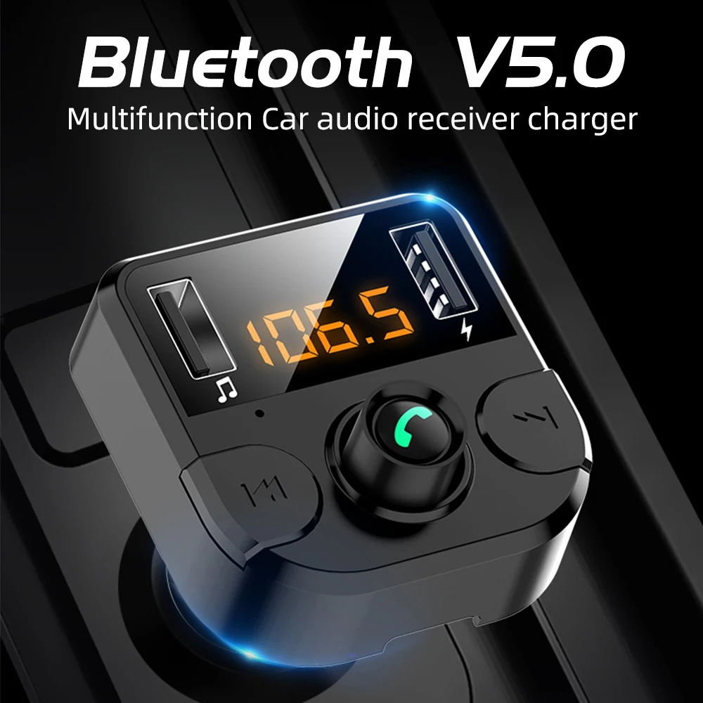 Ocamk Bluetooth 5,0 автомобильное зарядное устройство беспроводной fm-передатчик Громкая связь аудио приемник MP3 плеер 3.1A двойной USB адаптер быстрой зарядки