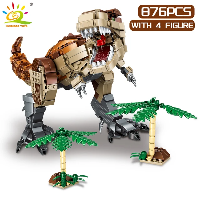 HUIQIBAO Jurassic Triceratops Velociraptor Tyrannosaurus Rex Dinosaur World Model Building Blocks City Dino Bricks Children Toys 5