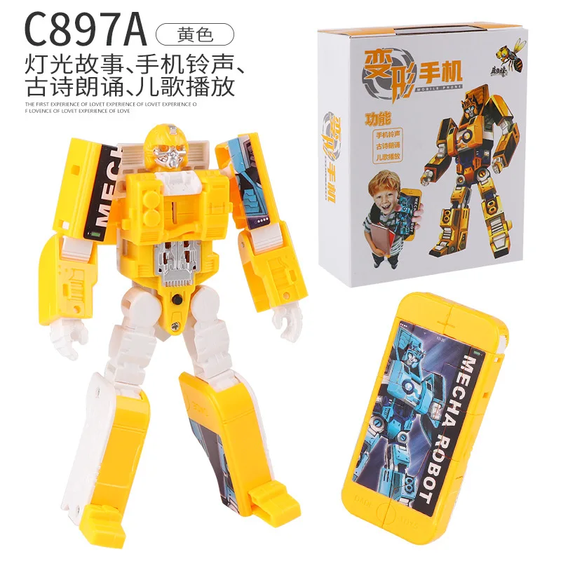 

Children Transformation Mobile Phone Toy Jingang Boy Deformation Robot Story Shining Music Transformation Mobile Phone Toy