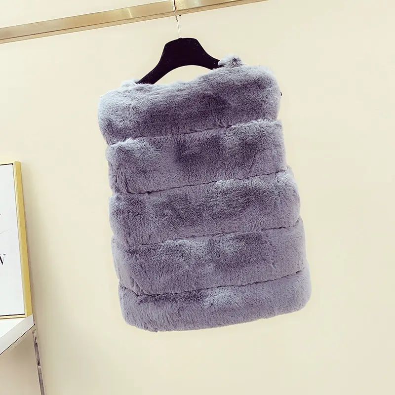MUMUZI, жилет из искусственного лисьего меха, короткая куртка без рукавов, женская зимняя теплая меховая жилетка, жилет из лисьего меха, одноцветные теплые пальто