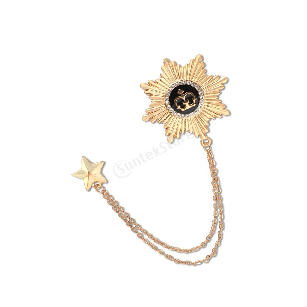 Fashion Women Girls Double Stars Design Neck Tip Brooch Chain Jewellery Gifts Gold