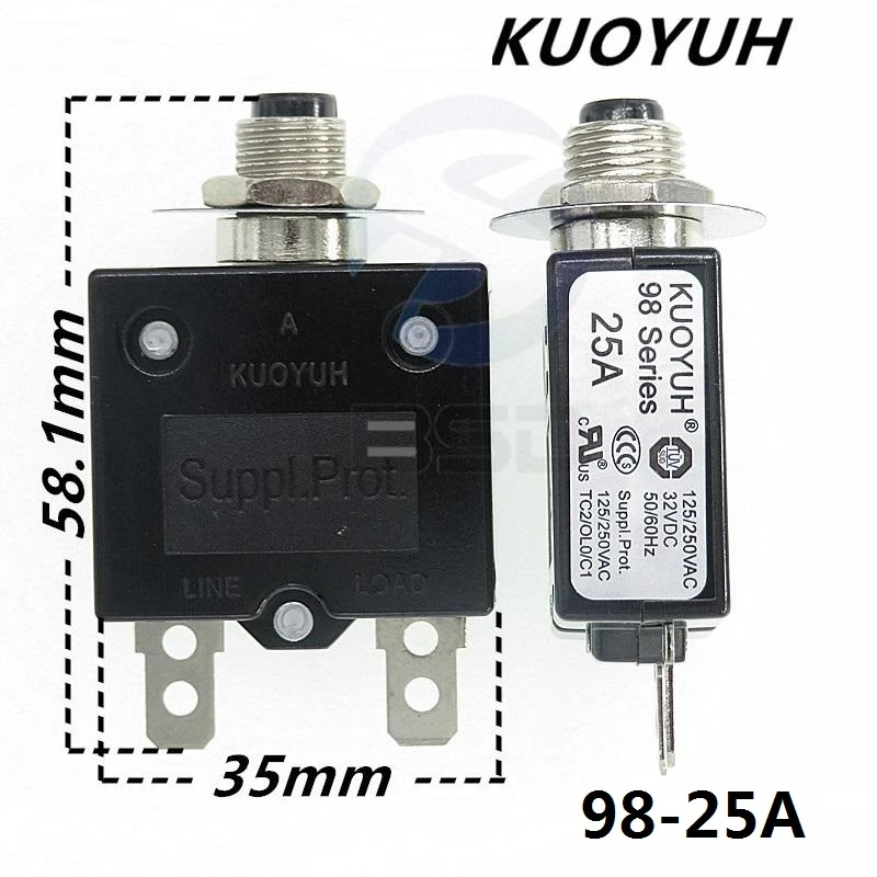 Circuit Breakers KUOYUH 98 Series 25A Overcurrent Protector Overload Switch