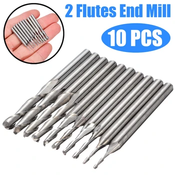 

10Pcs 2 Flutes End Mill Carbide Ball Nose End Mill CNC Engraving Router Bit 1/1.5/2.0/2.5/3.175mm For Wood PVC Plastic