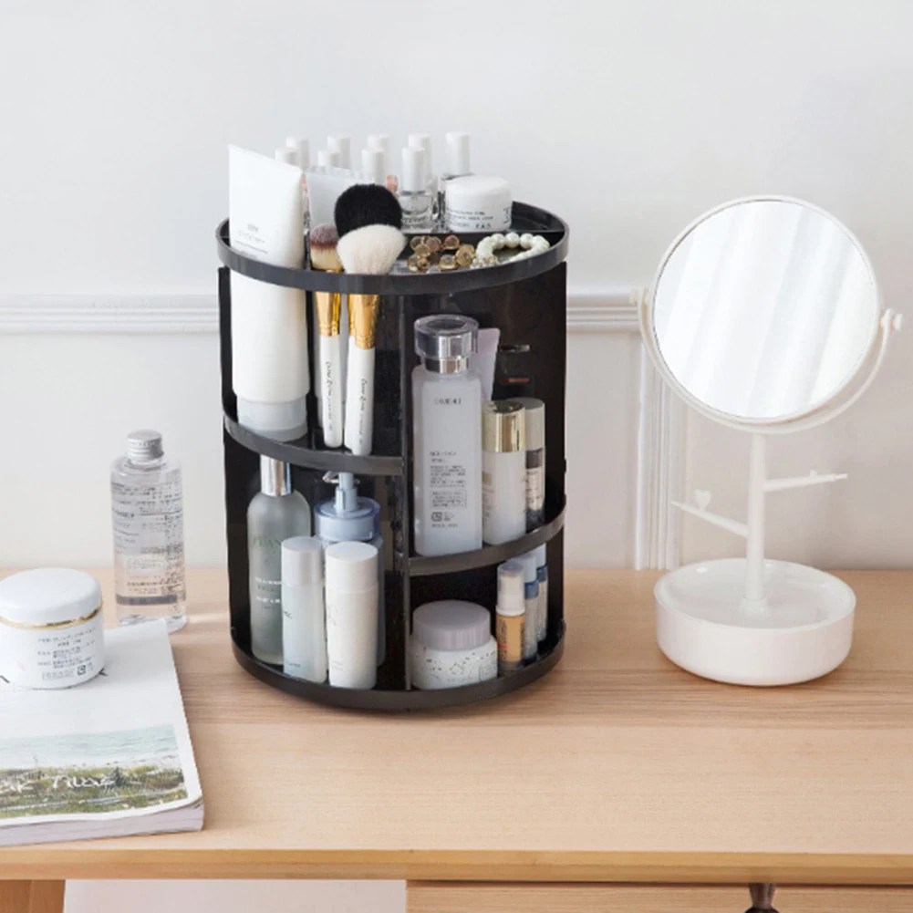 

New Fashion 360-degree Rotating Makeup Organizer Brush Holder Jewelry Organizer Case Jewelry Makeup Cosmetic Storage Box Shelf