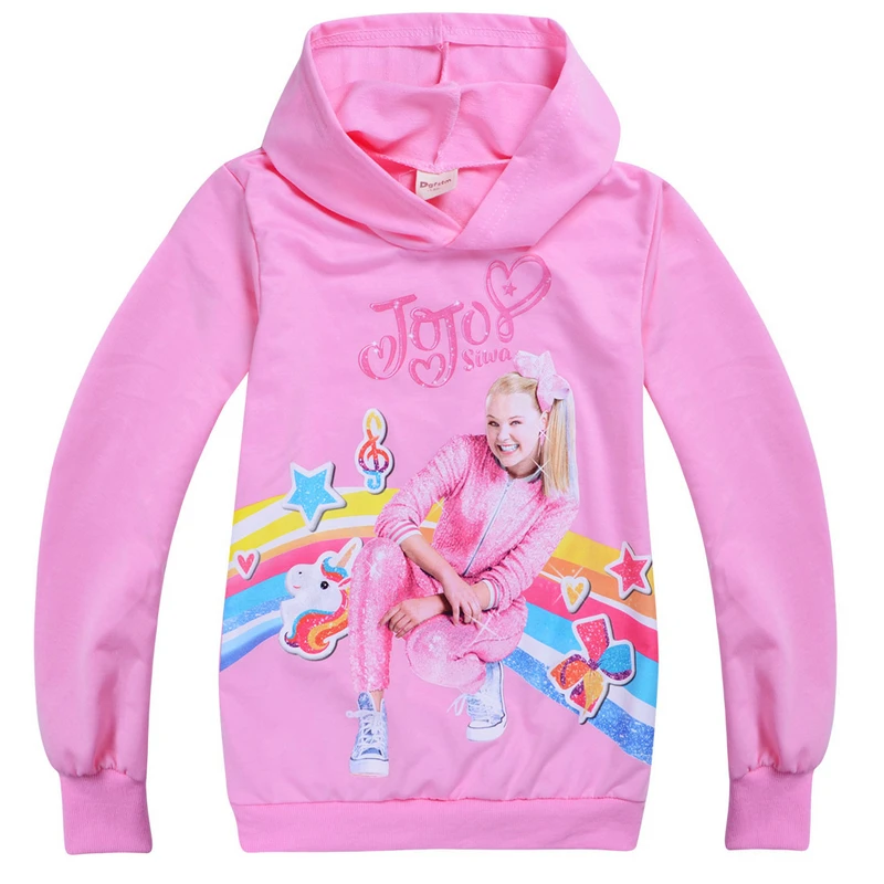 

2019 new spring and autumn cartoon JOJO siwa children's t-shirt girls cotton long-sleeved hoodies T-shirt children's clothing