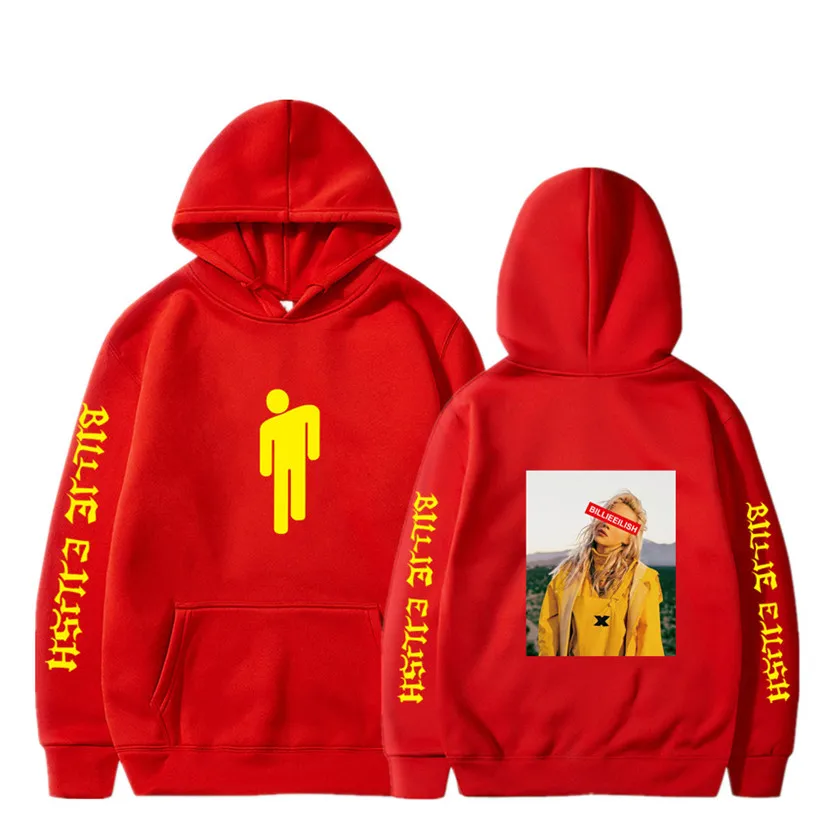 Billie Eilish модные толстовки с принтом женские/мужские толстовки с капюшоном и длинным рукавом горячая Распродажа повседневные трендовые уличные толстовки - Цвет: Red 113