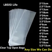 LBSISI Life 200pcs Small Long Transparent Plastic Bag Clear Top Open Food OPP Bags Lollipop Pen Gift Cookie Packaging Packing 1