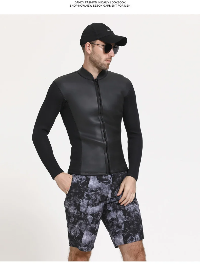 SBART мужские 3 мм Гидрокостюмы куртка неопрен зима теплый длинный полный молнии супер стрейч Гидрокостюмы топы для серфинга солнцезащитный комбинезон