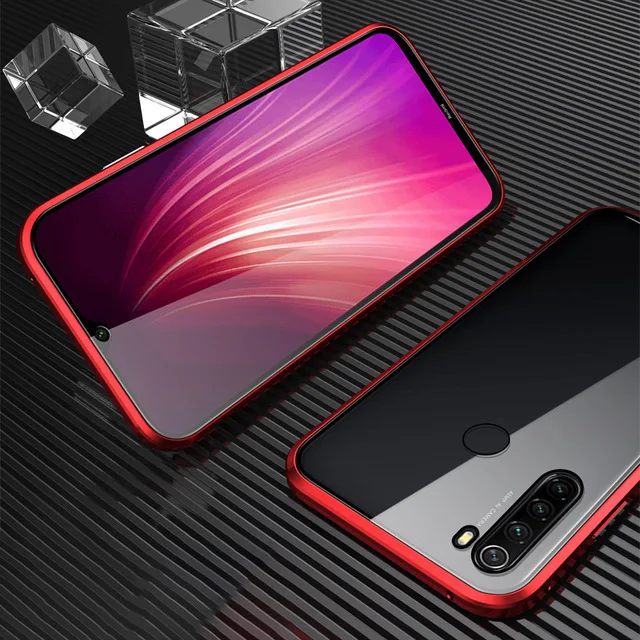 Для Redmi Note 8 Pro чехол с магнитной застежкой, двустороннее стекло, роскошная Защитная крышка для Redmi Note 7 Pro, Магнитный чехол, корпус - Цвет: Red
