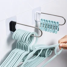 

Clothes hanger storage rack balcony stainless steel hole free household hook clothes hanger multifunctional finishing rack