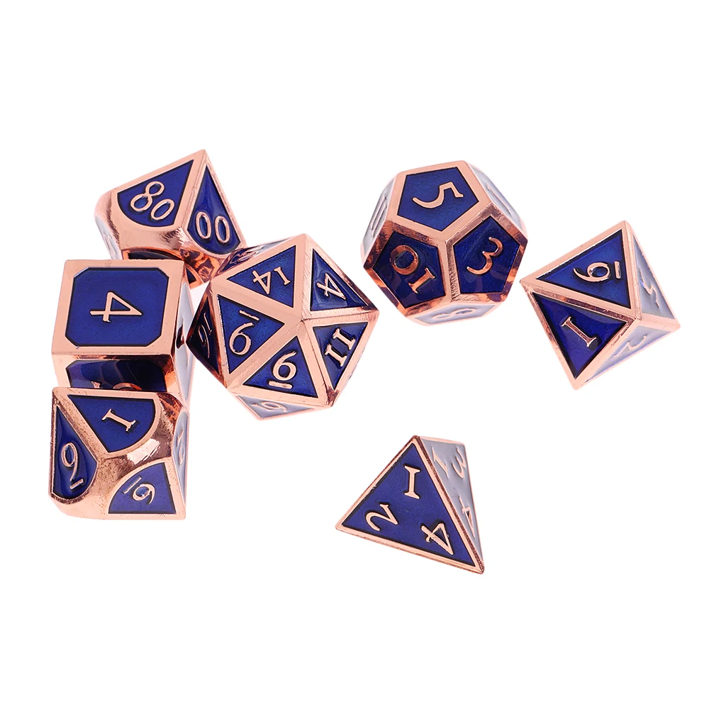 Copper-royalblue 7 шт. набор игральных костей настольная игра многогранные игральные кости десять цветов Подземелья и Драконы игры Кубики игровые кубики настольные игры Кубики - Цвет: Copper-royalblue