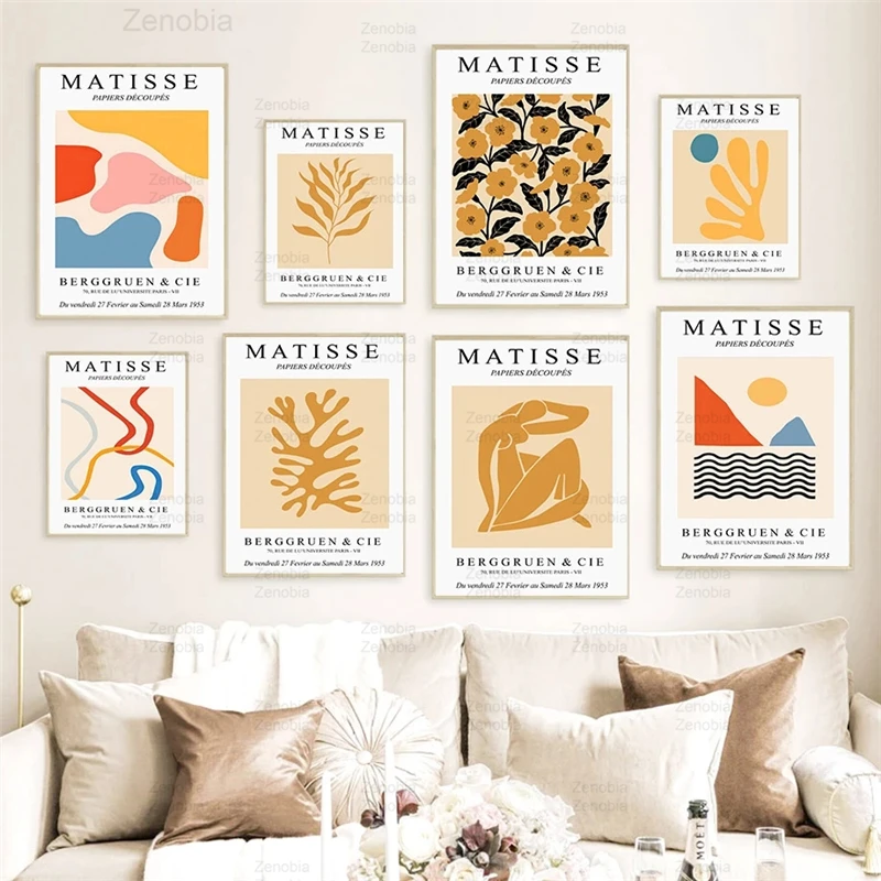 

Abstract Matisse Line Flower Leaf Coral Nordic Posters and Prints Wall Art Canvas Painting Modular Picture for Living Room Decor