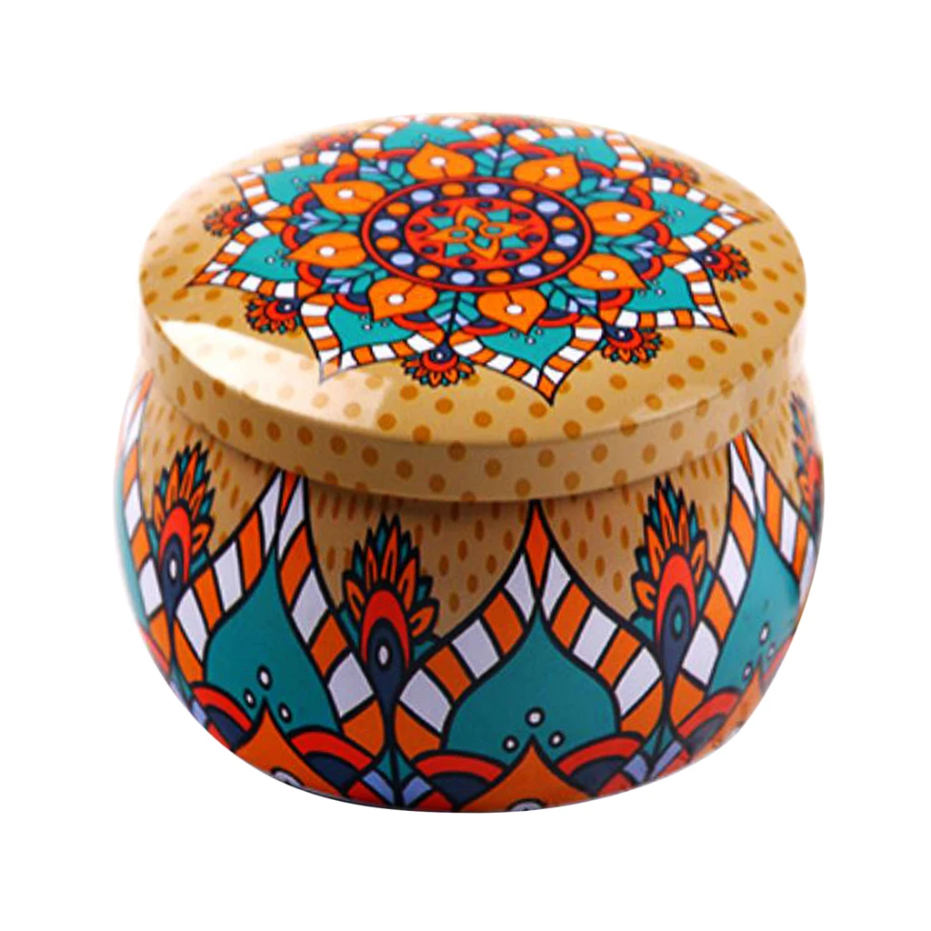 Этнический стиль нержавеющей стали круглая для хранения еды ящики с крышками контейнеры для печенья для подарка давая вечерние сувениры домашнего использования кухни - Цвет: Autumn