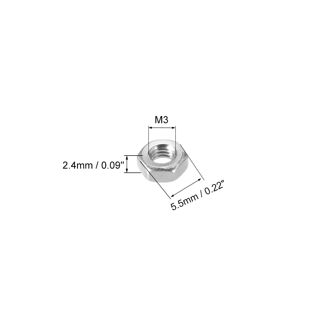 Uxcell 2-100 шт шестигранные гайки M2 M2.5 M3 M4 M5 M6 M8 M20 метрические шестигранные гайки с грубой резьбой из нержавеющей стали 304 Серебряный тон