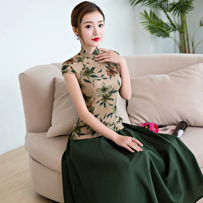 Длинные свежая модная Cheongsam для любителей литературы и искусства для похудения Детский жакет из денима для девочки; Slim Fit платье чонсам