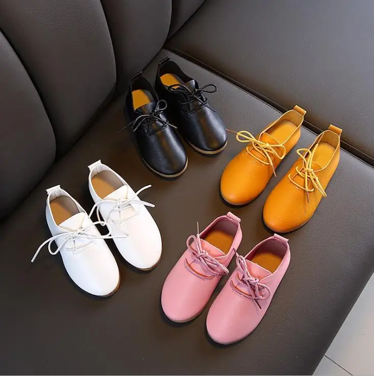 Classic Soft Girls Shoes Soft PU Leather Casual Flats For Toddlers Big Kids Lace-up Children Sneakers All-match Classic Soft Girls Shoes Soft PU Leather Casual Flats For Toddlers Big Kids Lace-up Children Sneakers All-match
