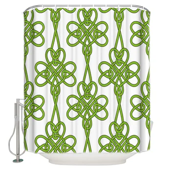 

Clover Green Rope Knotted Flower St Patricks Day Shower Curtain Waterproof Polyester Bath Curtain