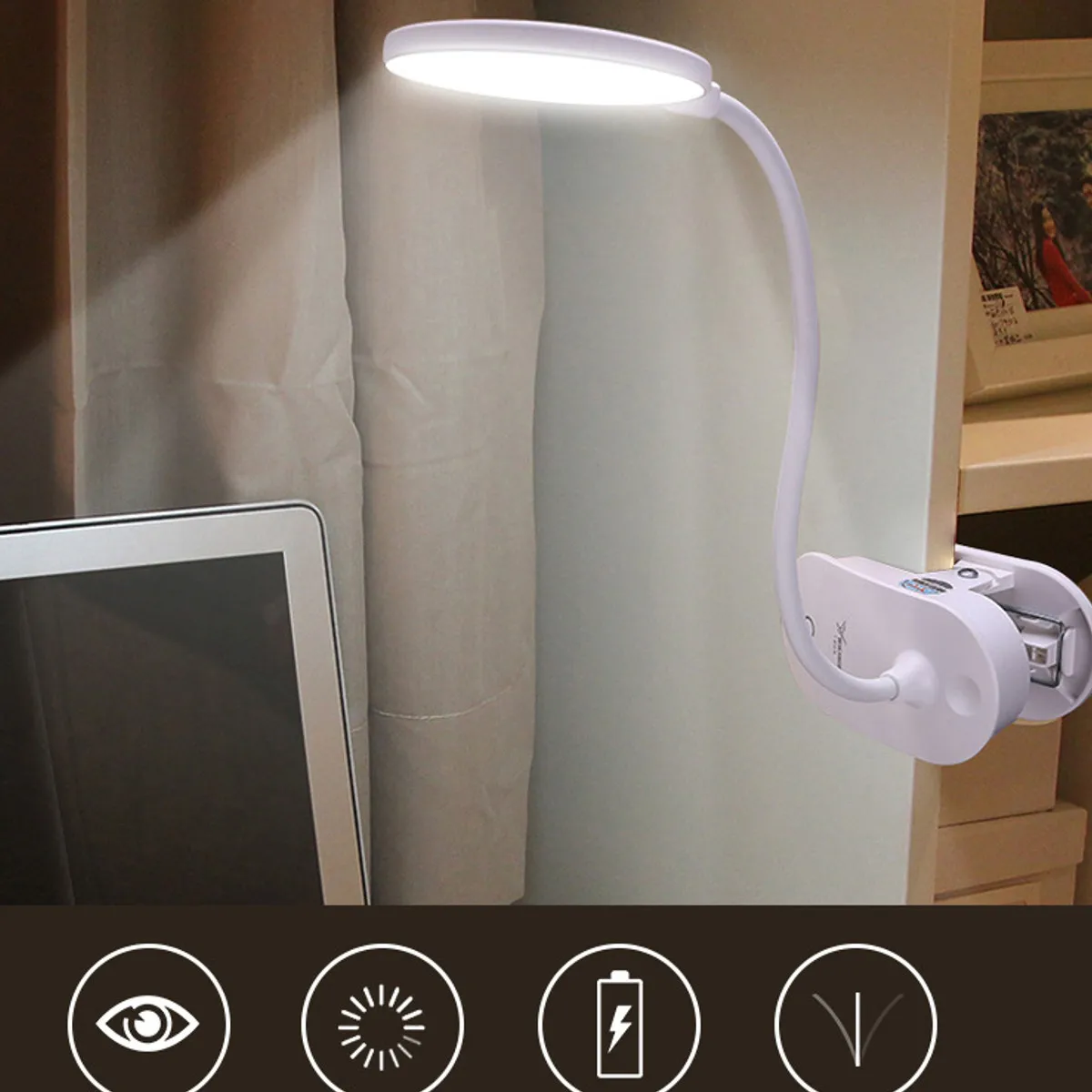 Tanie Lampa biurkowa led Touch Switch Clip lampa stołowa możliwość przyciemniania 7500K ochrona oczu czytanie ściemniacz USB na biurko z akumulatorem lampa biurkowa