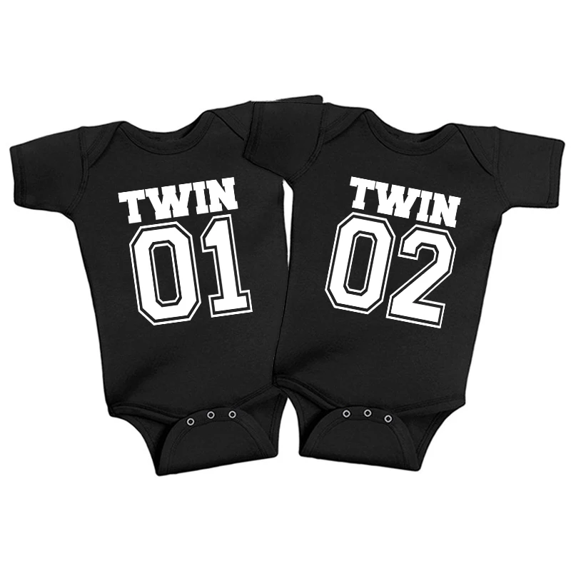 Twin Clothes Twins Matching Baby Bodysuit Cotton Boys Girls Onesies Newborn Baby Body Romper Summer Twins Outfits Gift for Twins 5