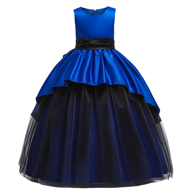 royal blue Вечернее Длинное платье принцессы; платье для первого причастия; одежда с цветочным узором для девочек на свадьбу; детское бальное платье; пышный элегантный костюм для малышей - Цвет: royal blue