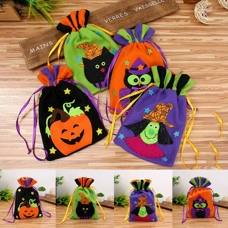 

Halloween Brushed Cloth candy Bag Drawstring bag Decoration Props Supplies thank you Gift birthday Party Halloween Candy Bags
